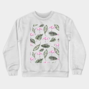 Watercolor Flamingo Tropical Pattern Crewneck Sweatshirt